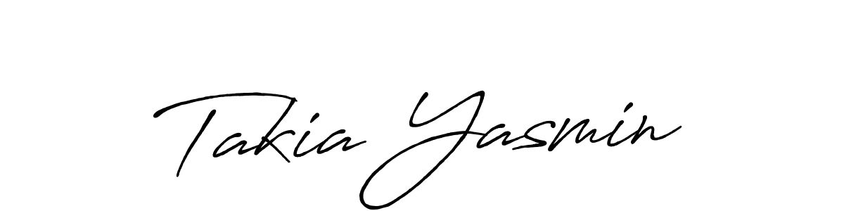Make a beautiful signature design for name Takia Yasmin. With this signature (Antro_Vectra_Bolder) style, you can create a handwritten signature for free. Takia Yasmin signature style 7 images and pictures png