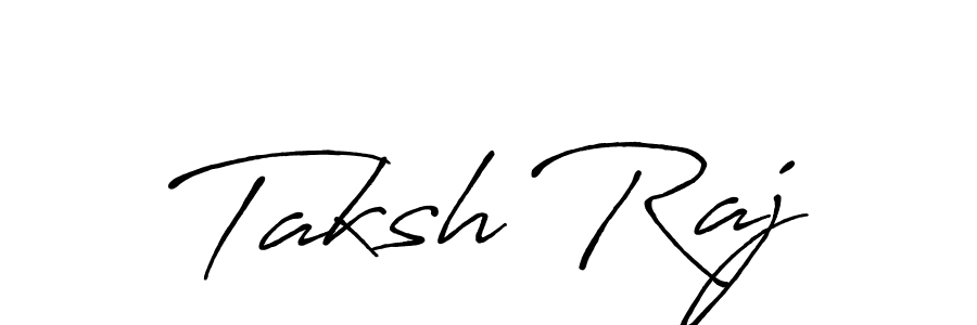 How to make Taksh Raj name signature. Use Antro_Vectra_Bolder style for creating short signs online. This is the latest handwritten sign. Taksh Raj signature style 7 images and pictures png