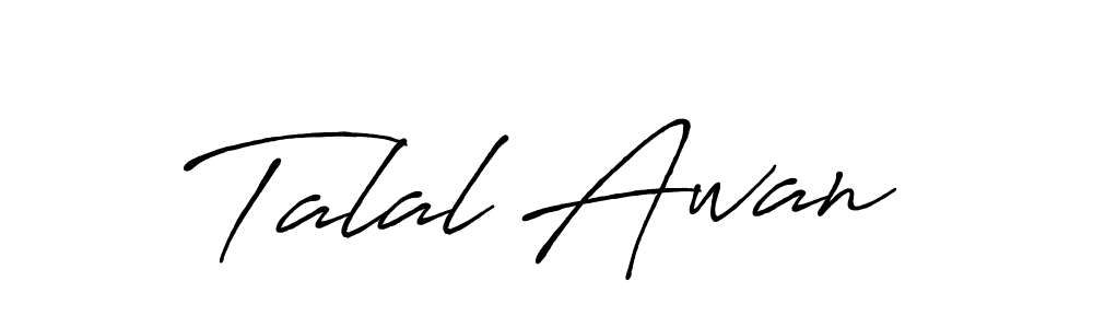 How to make Talal Awan name signature. Use Antro_Vectra_Bolder style for creating short signs online. This is the latest handwritten sign. Talal Awan signature style 7 images and pictures png