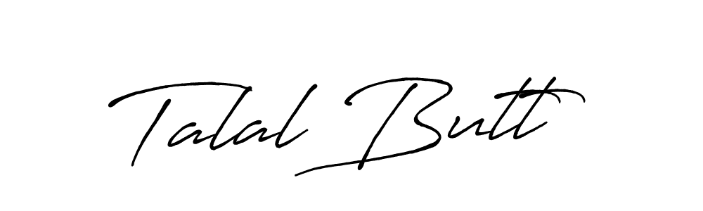 Use a signature maker to create a handwritten signature online. With this signature software, you can design (Antro_Vectra_Bolder) your own signature for name Talal Butt. Talal Butt signature style 7 images and pictures png