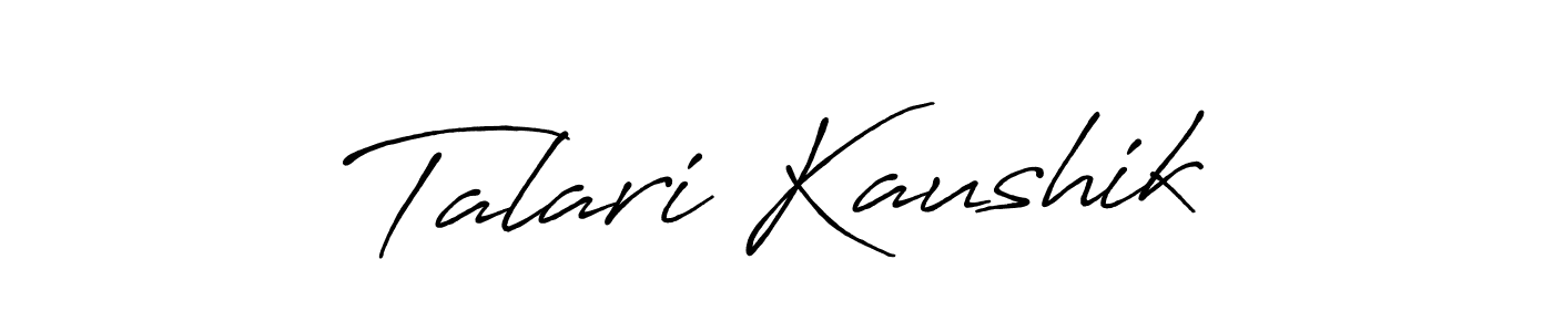 You should practise on your own different ways (Antro_Vectra_Bolder) to write your name (Talari Kaushik) in signature. don't let someone else do it for you. Talari Kaushik signature style 7 images and pictures png