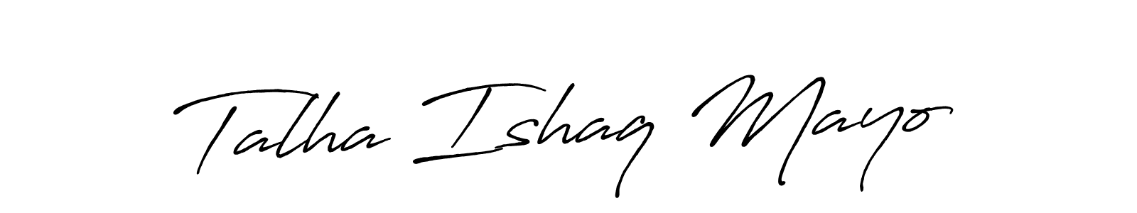 Use a signature maker to create a handwritten signature online. With this signature software, you can design (Antro_Vectra_Bolder) your own signature for name Talha Ishaq Mayo. Talha Ishaq Mayo signature style 7 images and pictures png