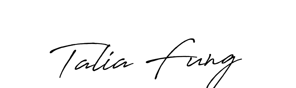 You should practise on your own different ways (Antro_Vectra_Bolder) to write your name (Talia Fung) in signature. don't let someone else do it for you. Talia Fung signature style 7 images and pictures png