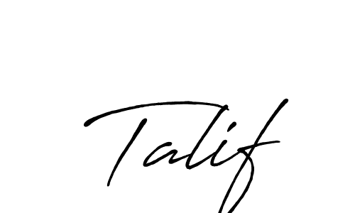 How to make Talif name signature. Use Antro_Vectra_Bolder style for creating short signs online. This is the latest handwritten sign. Talif signature style 7 images and pictures png