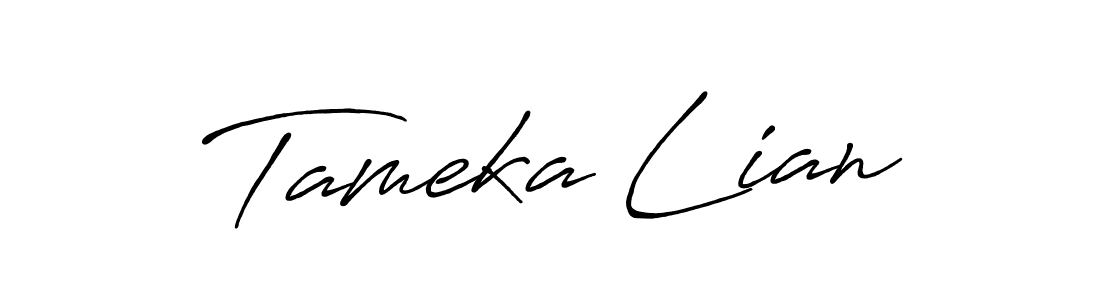 Create a beautiful signature design for name Tameka Lian. With this signature (Antro_Vectra_Bolder) fonts, you can make a handwritten signature for free. Tameka Lian signature style 7 images and pictures png