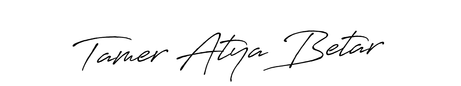 How to make Tamer Atya Betar name signature. Use Antro_Vectra_Bolder style for creating short signs online. This is the latest handwritten sign. Tamer Atya Betar signature style 7 images and pictures png