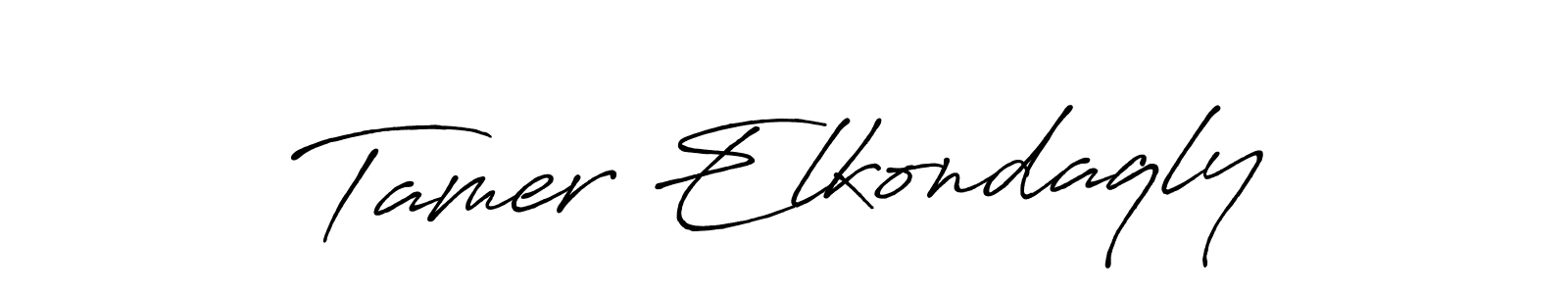 The best way (Antro_Vectra_Bolder) to make a short signature is to pick only two or three words in your name. The name Tamer Elkondaqly include a total of six letters. For converting this name. Tamer Elkondaqly signature style 7 images and pictures png