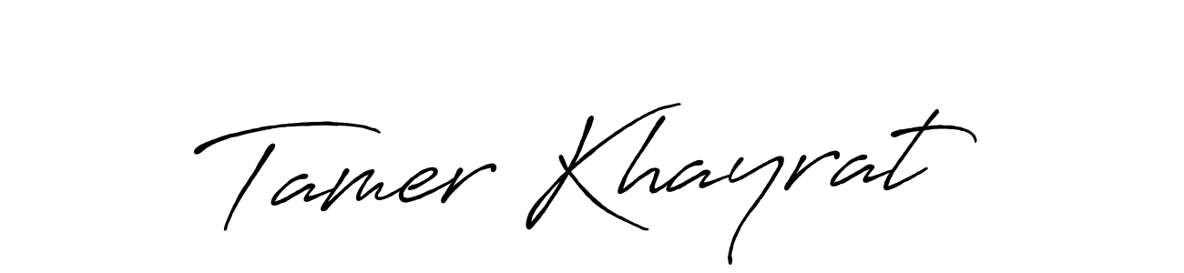 How to make Tamer Khayrat name signature. Use Antro_Vectra_Bolder style for creating short signs online. This is the latest handwritten sign. Tamer Khayrat signature style 7 images and pictures png