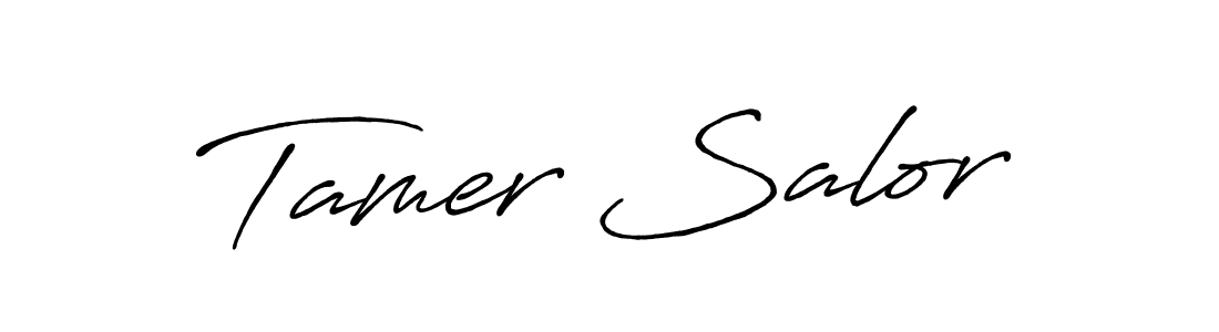 Make a beautiful signature design for name Tamer Salor. With this signature (Antro_Vectra_Bolder) style, you can create a handwritten signature for free. Tamer Salor signature style 7 images and pictures png