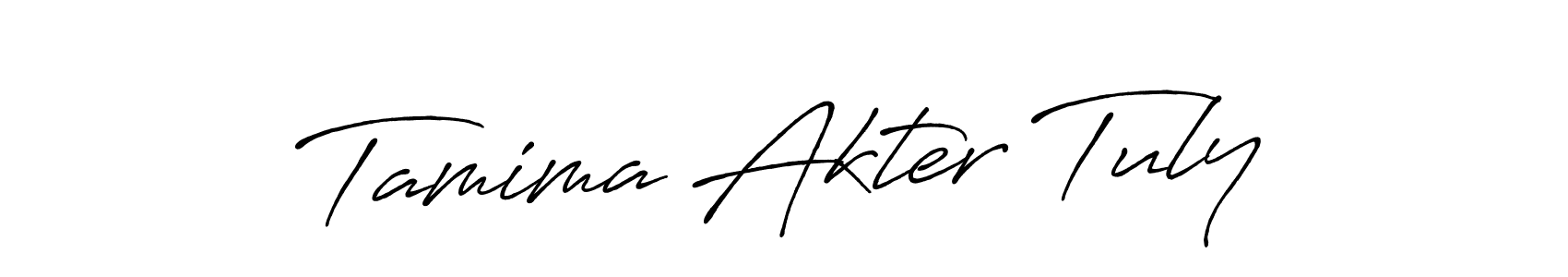 Create a beautiful signature design for name Tamima Akter Tuly. With this signature (Antro_Vectra_Bolder) fonts, you can make a handwritten signature for free. Tamima Akter Tuly signature style 7 images and pictures png
