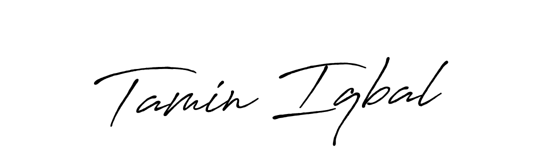 How to make Tamin Iqbal name signature. Use Antro_Vectra_Bolder style for creating short signs online. This is the latest handwritten sign. Tamin Iqbal signature style 7 images and pictures png