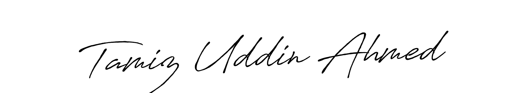 The best way (Antro_Vectra_Bolder) to make a short signature is to pick only two or three words in your name. The name Tamiz Uddin Ahmed include a total of six letters. For converting this name. Tamiz Uddin Ahmed signature style 7 images and pictures png