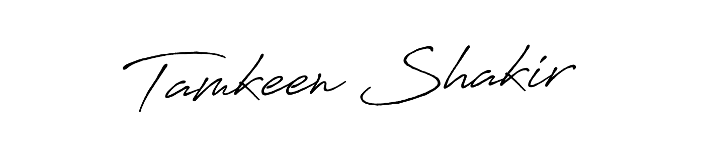 How to make Tamkeen Shakir name signature. Use Antro_Vectra_Bolder style for creating short signs online. This is the latest handwritten sign. Tamkeen Shakir signature style 7 images and pictures png