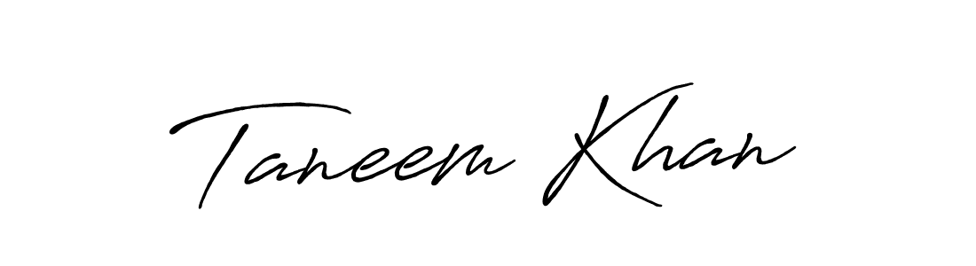 Make a beautiful signature design for name Taneem Khan. With this signature (Antro_Vectra_Bolder) style, you can create a handwritten signature for free. Taneem Khan signature style 7 images and pictures png