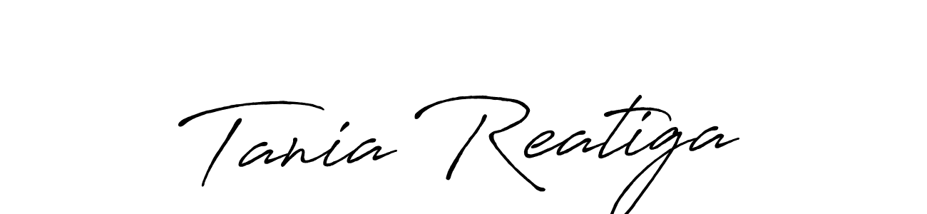 How to make Tania Reatiga name signature. Use Antro_Vectra_Bolder style for creating short signs online. This is the latest handwritten sign. Tania Reatiga signature style 7 images and pictures png