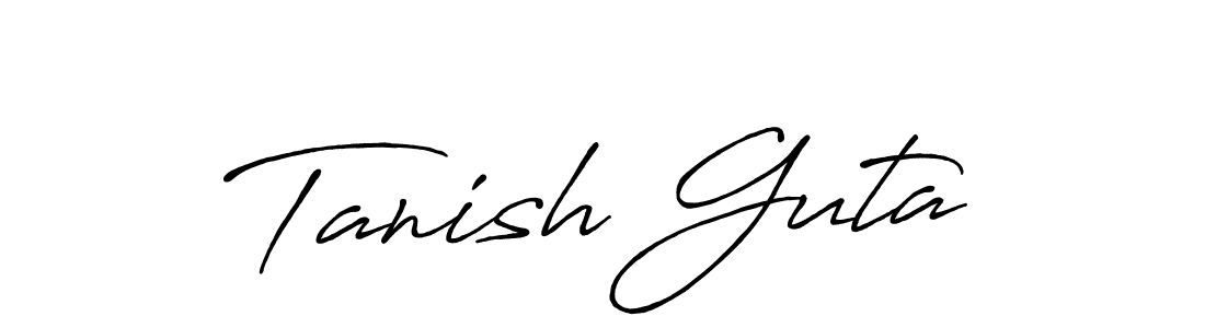 How to make Tanish Guta name signature. Use Antro_Vectra_Bolder style for creating short signs online. This is the latest handwritten sign. Tanish Guta signature style 7 images and pictures png