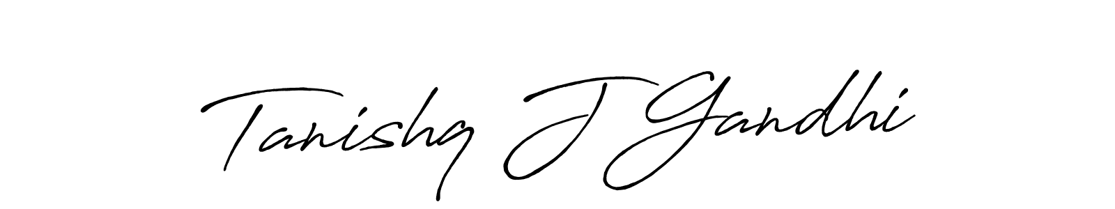 How to make Tanishq J Gandhi name signature. Use Antro_Vectra_Bolder style for creating short signs online. This is the latest handwritten sign. Tanishq J Gandhi signature style 7 images and pictures png