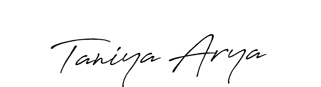 How to make Taniya Arya name signature. Use Antro_Vectra_Bolder style for creating short signs online. This is the latest handwritten sign. Taniya Arya signature style 7 images and pictures png