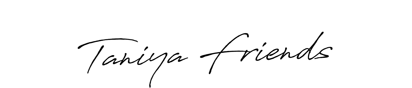 How to make Taniya Friends name signature. Use Antro_Vectra_Bolder style for creating short signs online. This is the latest handwritten sign. Taniya Friends signature style 7 images and pictures png