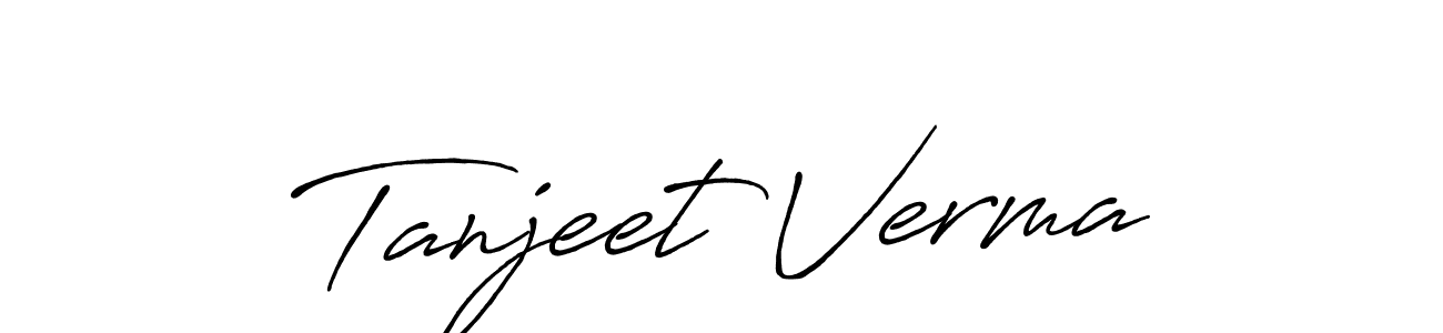 Create a beautiful signature design for name Tanjeet Verma. With this signature (Antro_Vectra_Bolder) fonts, you can make a handwritten signature for free. Tanjeet Verma signature style 7 images and pictures png