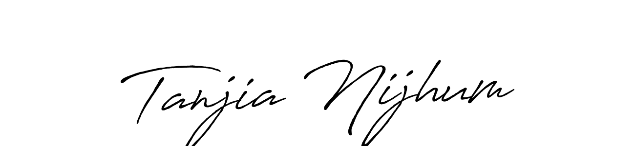 Create a beautiful signature design for name Tanjia Nijhum. With this signature (Antro_Vectra_Bolder) fonts, you can make a handwritten signature for free. Tanjia Nijhum signature style 7 images and pictures png