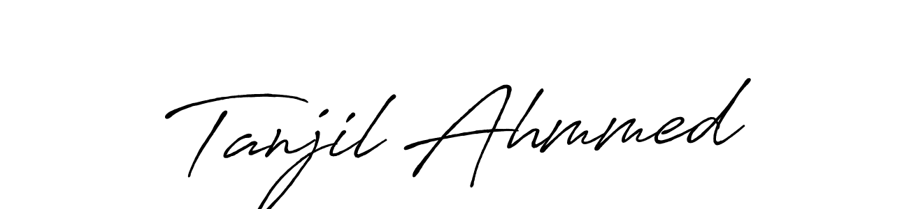 How to make Tanjil Ahmmed name signature. Use Antro_Vectra_Bolder style for creating short signs online. This is the latest handwritten sign. Tanjil Ahmmed signature style 7 images and pictures png