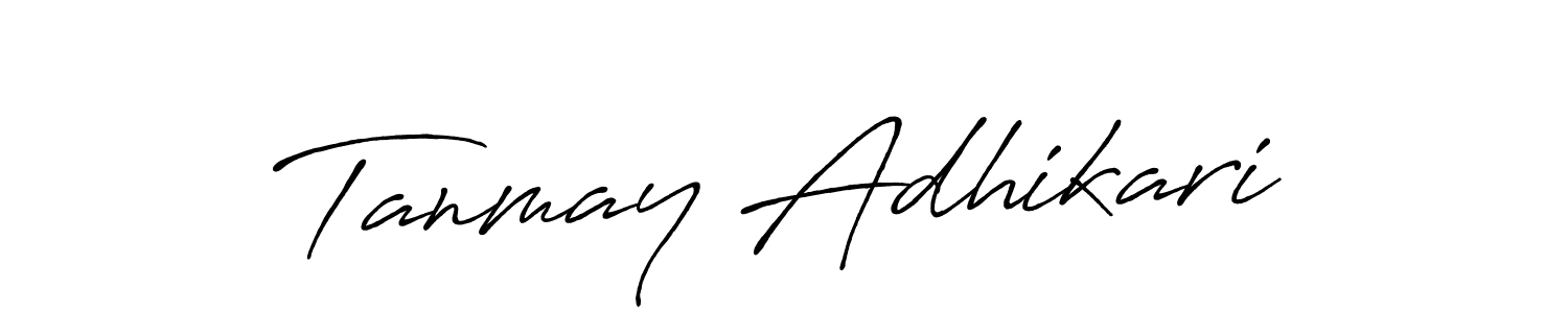 Create a beautiful signature design for name Tanmay Adhikari. With this signature (Antro_Vectra_Bolder) fonts, you can make a handwritten signature for free. Tanmay Adhikari signature style 7 images and pictures png