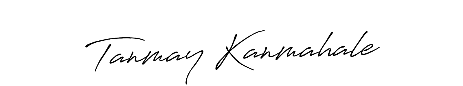 How to make Tanmay Kanmahale name signature. Use Antro_Vectra_Bolder style for creating short signs online. This is the latest handwritten sign. Tanmay Kanmahale signature style 7 images and pictures png