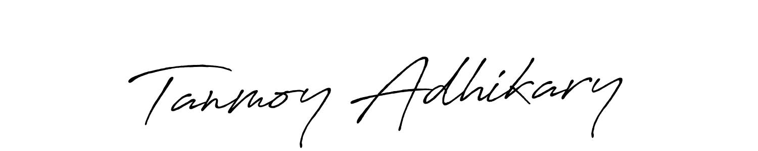 Create a beautiful signature design for name Tanmoy Adhikary. With this signature (Antro_Vectra_Bolder) fonts, you can make a handwritten signature for free. Tanmoy Adhikary signature style 7 images and pictures png