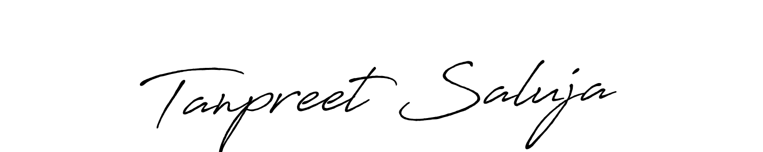 Create a beautiful signature design for name Tanpreet Saluja. With this signature (Antro_Vectra_Bolder) fonts, you can make a handwritten signature for free. Tanpreet Saluja signature style 7 images and pictures png