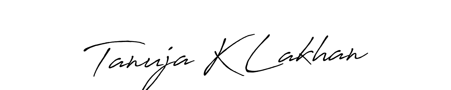 Use a signature maker to create a handwritten signature online. With this signature software, you can design (Antro_Vectra_Bolder) your own signature for name Tanuja K Lakhan. Tanuja K Lakhan signature style 7 images and pictures png