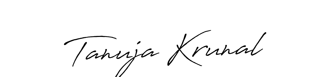 Make a beautiful signature design for name Tanuja Krunal. With this signature (Antro_Vectra_Bolder) style, you can create a handwritten signature for free. Tanuja Krunal signature style 7 images and pictures png