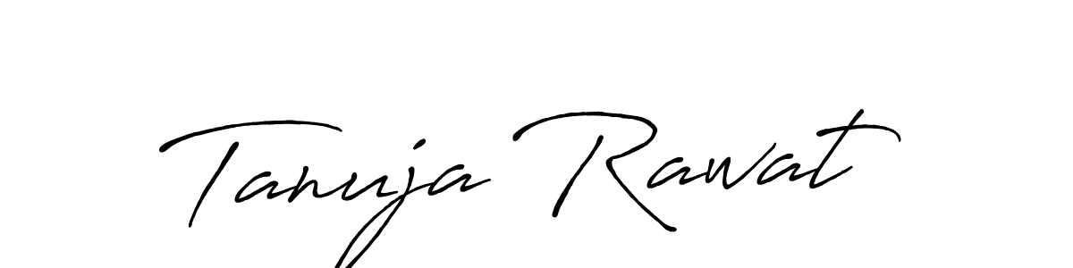 How to make Tanuja Rawat name signature. Use Antro_Vectra_Bolder style for creating short signs online. This is the latest handwritten sign. Tanuja Rawat signature style 7 images and pictures png