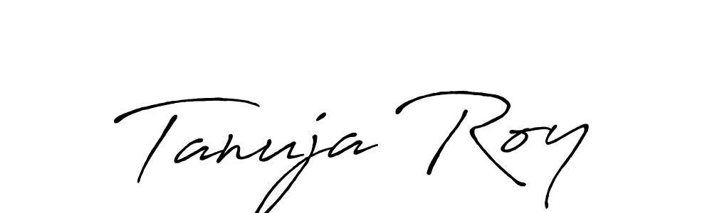 How to make Tanuja Roy name signature. Use Antro_Vectra_Bolder style for creating short signs online. This is the latest handwritten sign. Tanuja Roy signature style 7 images and pictures png