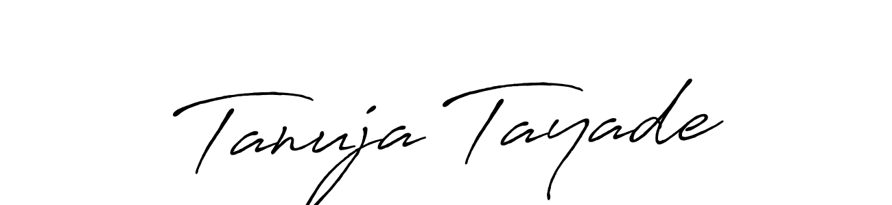 Create a beautiful signature design for name Tanuja Tayade. With this signature (Antro_Vectra_Bolder) fonts, you can make a handwritten signature for free. Tanuja Tayade signature style 7 images and pictures png