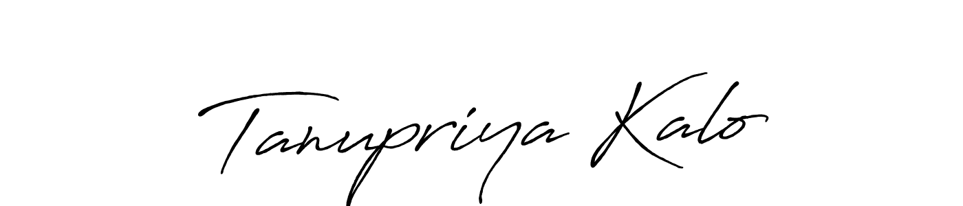 How to make Tanupriya Kalo name signature. Use Antro_Vectra_Bolder style for creating short signs online. This is the latest handwritten sign. Tanupriya Kalo signature style 7 images and pictures png