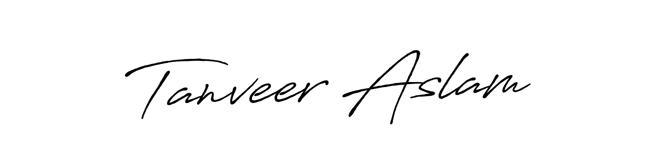 Tanveer Aslam stylish signature style. Best Handwritten Sign (Antro_Vectra_Bolder) for my name. Handwritten Signature Collection Ideas for my name Tanveer Aslam. Tanveer Aslam signature style 7 images and pictures png