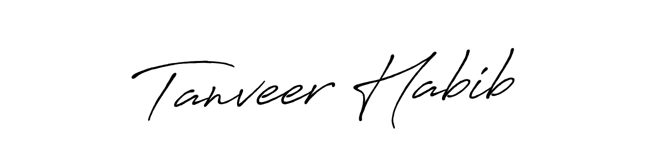 How to make Tanveer Habib name signature. Use Antro_Vectra_Bolder style for creating short signs online. This is the latest handwritten sign. Tanveer Habib signature style 7 images and pictures png