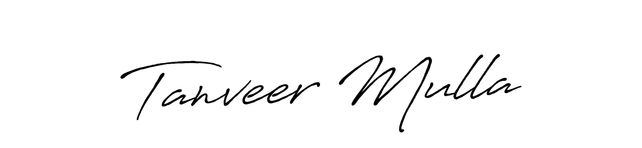 Use a signature maker to create a handwritten signature online. With this signature software, you can design (Antro_Vectra_Bolder) your own signature for name Tanveer Mulla. Tanveer Mulla signature style 7 images and pictures png