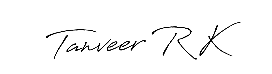 Use a signature maker to create a handwritten signature online. With this signature software, you can design (Antro_Vectra_Bolder) your own signature for name Tanveer R K. Tanveer R K signature style 7 images and pictures png