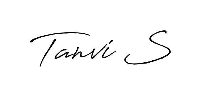 How to make Tanvi S name signature. Use Antro_Vectra_Bolder style for creating short signs online. This is the latest handwritten sign. Tanvi S signature style 7 images and pictures png