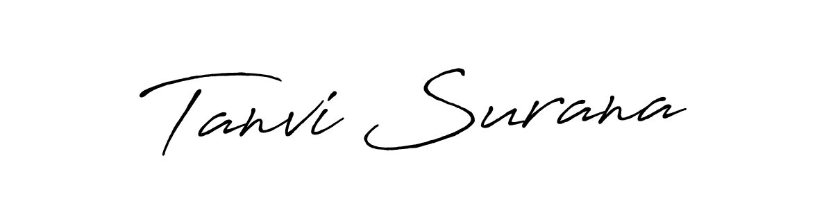 Antro_Vectra_Bolder is a professional signature style that is perfect for those who want to add a touch of class to their signature. It is also a great choice for those who want to make their signature more unique. Get Tanvi Surana name to fancy signature for free. Tanvi Surana signature style 7 images and pictures png