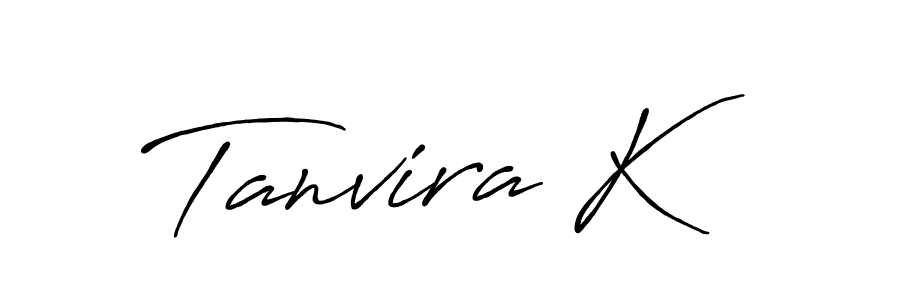 The best way (Antro_Vectra_Bolder) to make a short signature is to pick only two or three words in your name. The name Tanvira K include a total of six letters. For converting this name. Tanvira K signature style 7 images and pictures png