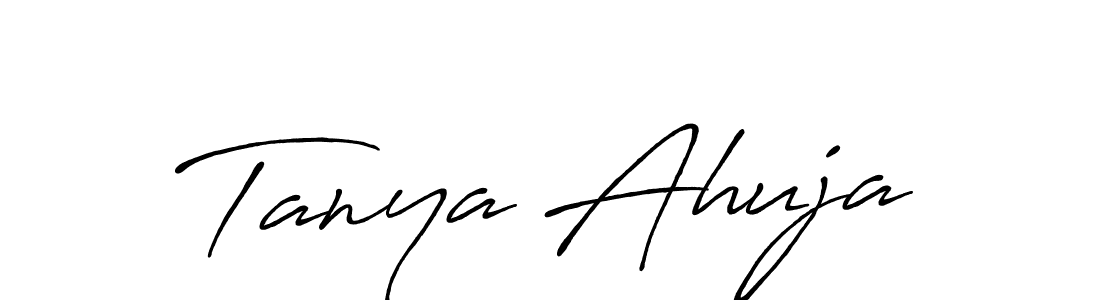 How to make Tanya Ahuja name signature. Use Antro_Vectra_Bolder style for creating short signs online. This is the latest handwritten sign. Tanya Ahuja signature style 7 images and pictures png