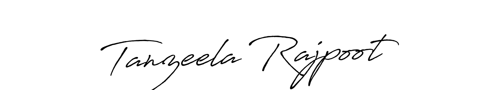 How to make Tanzeela Rajpoot name signature. Use Antro_Vectra_Bolder style for creating short signs online. This is the latest handwritten sign. Tanzeela Rajpoot signature style 7 images and pictures png