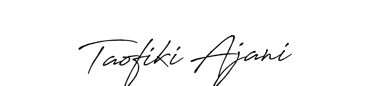 Design your own signature with our free online signature maker. With this signature software, you can create a handwritten (Antro_Vectra_Bolder) signature for name Taofiki Ajani. Taofiki Ajani signature style 7 images and pictures png