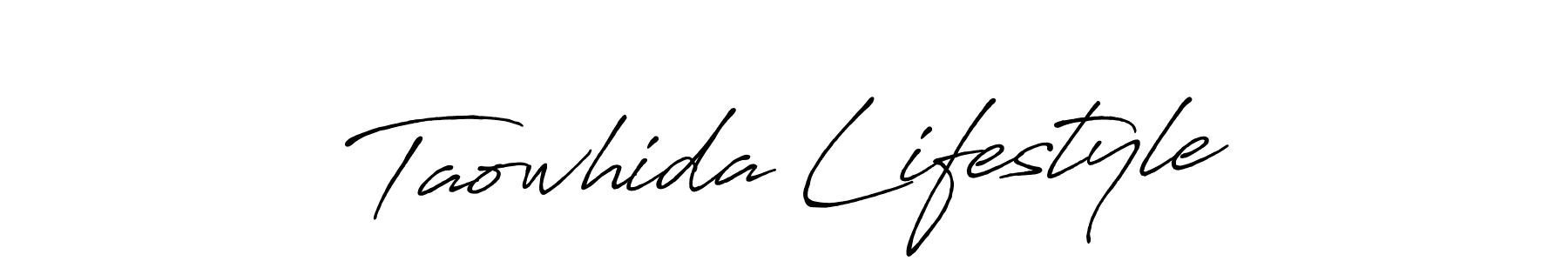 The best way (Antro_Vectra_Bolder) to make a short signature is to pick only two or three words in your name. The name Taowhida Lifestyle include a total of six letters. For converting this name. Taowhida Lifestyle signature style 7 images and pictures png