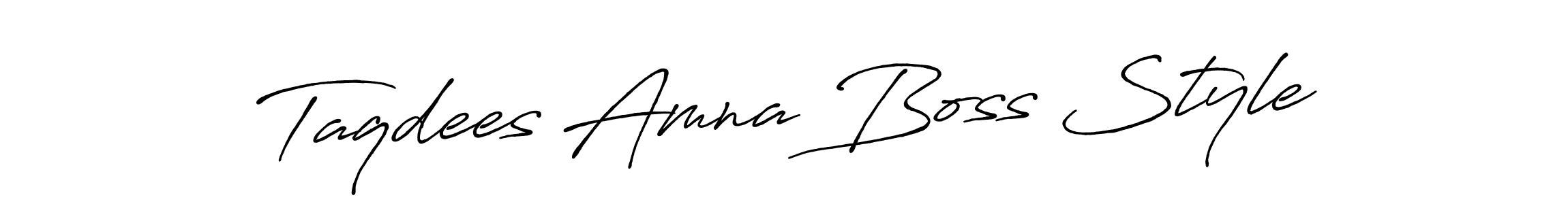 How to make Taqdees Amna Boss Style signature? Antro_Vectra_Bolder is a professional autograph style. Create handwritten signature for Taqdees Amna Boss Style name. Taqdees Amna Boss Style signature style 7 images and pictures png