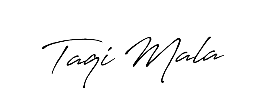 Make a beautiful signature design for name Taqi Mala. With this signature (Antro_Vectra_Bolder) style, you can create a handwritten signature for free. Taqi Mala signature style 7 images and pictures png