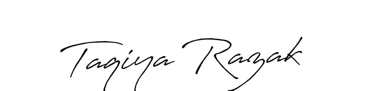 How to make Taqiya Razak name signature. Use Antro_Vectra_Bolder style for creating short signs online. This is the latest handwritten sign. Taqiya Razak signature style 7 images and pictures png